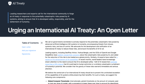 Top AI and policy experts call for an international AI safety treaty